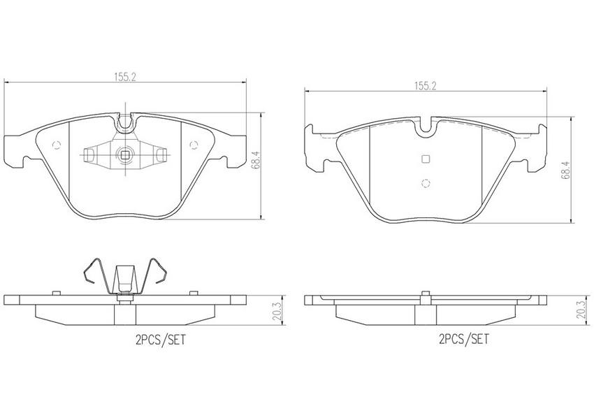 BMW Disc Brake Pad Set - Front (Ceramic) 34116790759 - Brembo P06055N